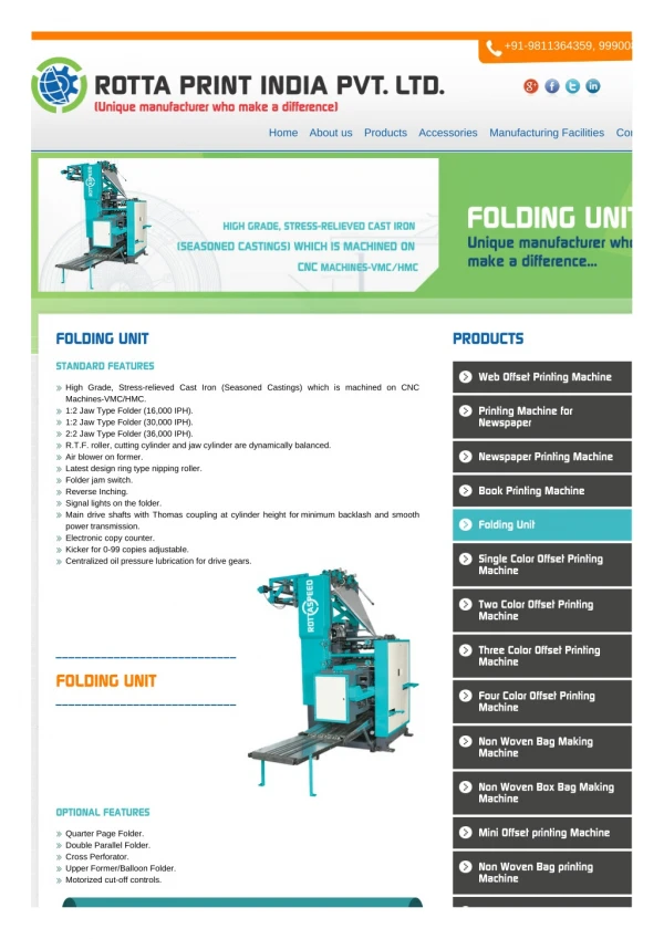 Folding Unit - web offset printing machine