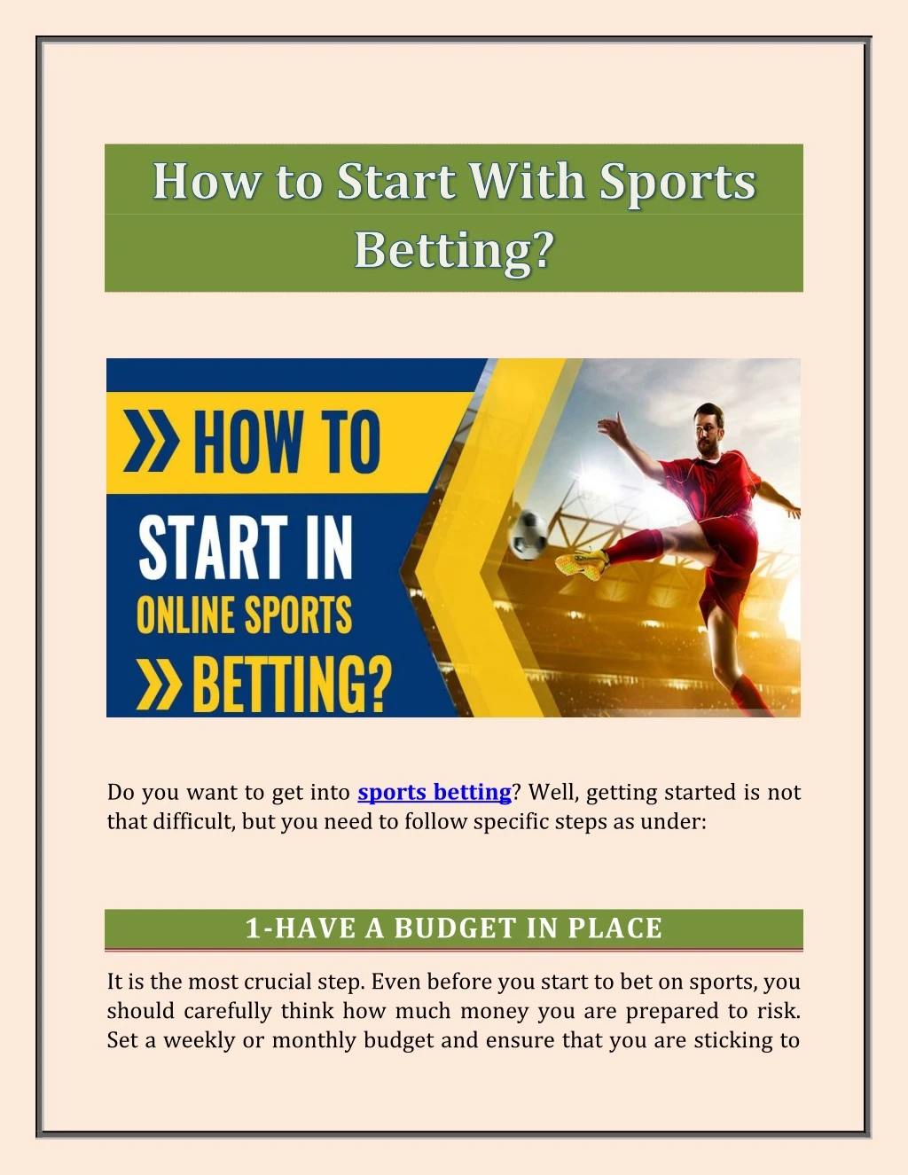 do you want to get into sports betting well