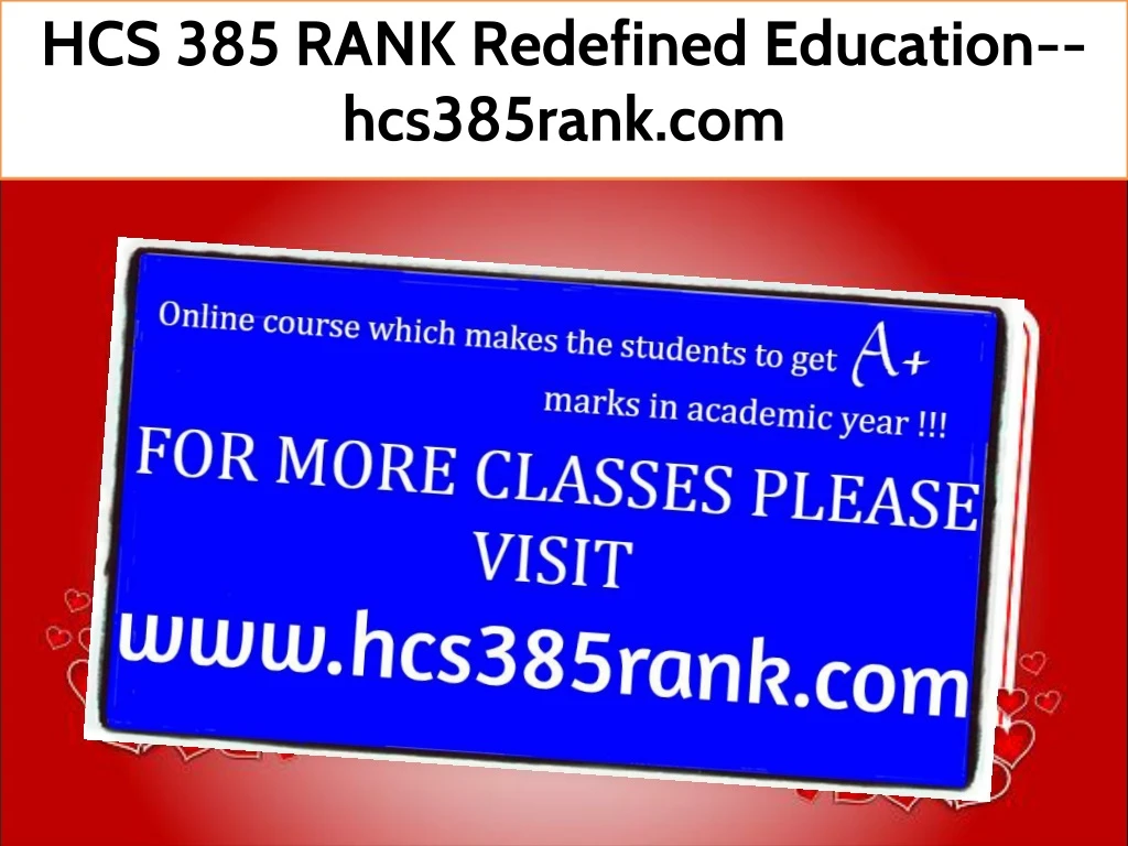 hcs 385 rank redefined education hcs385rank com