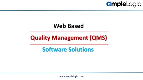 Phamacutical Quality Management (QMS) System - AmpleLogic