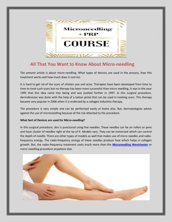 All That You Want To Know About Micro-needling