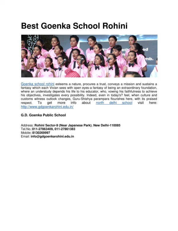 Best Goenka School Rohini