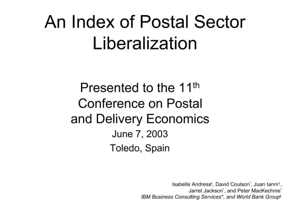 An Index of Postal Sector Liberalization