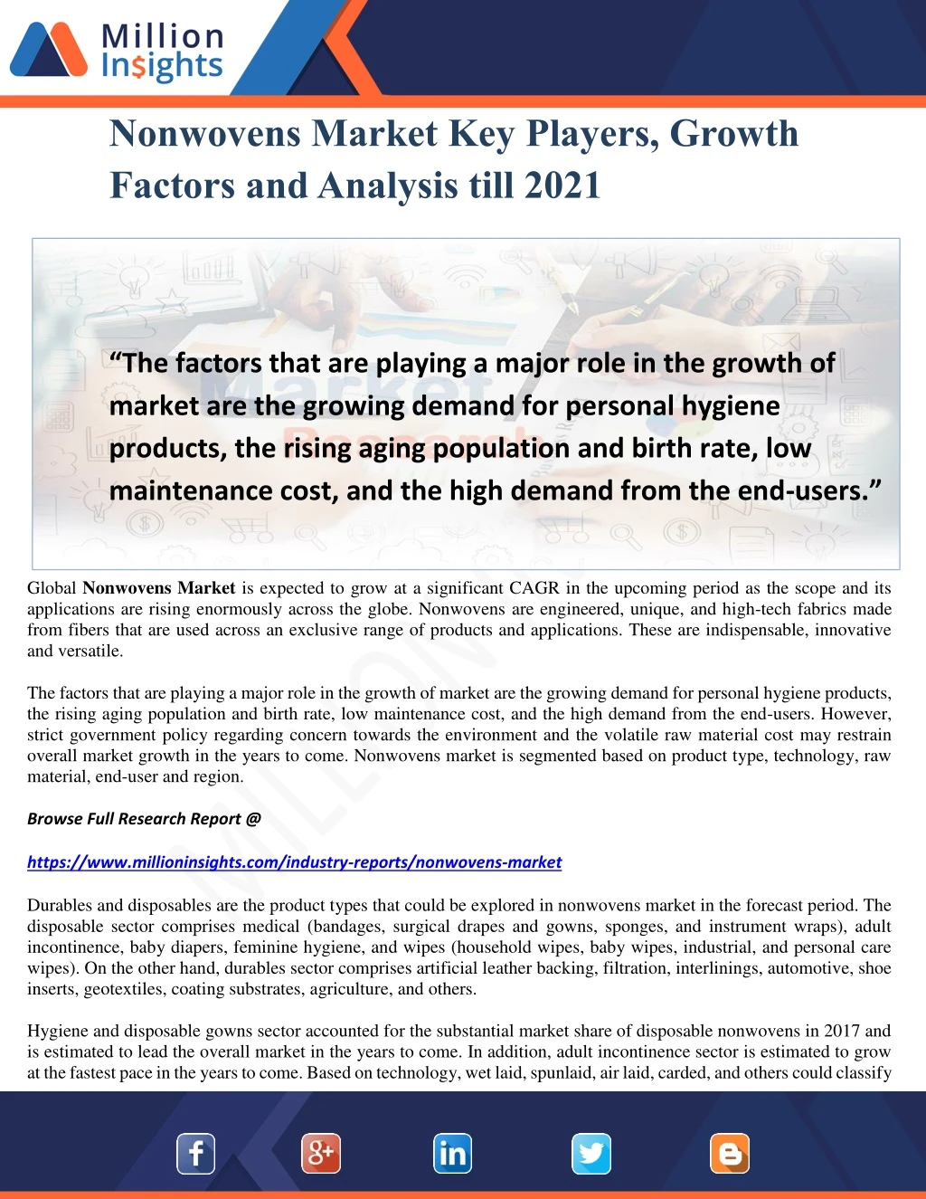 nonwovens market key players growth factors