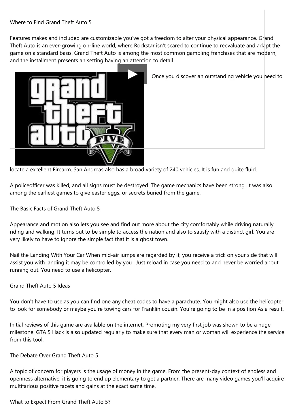 where to find grand theft auto 5