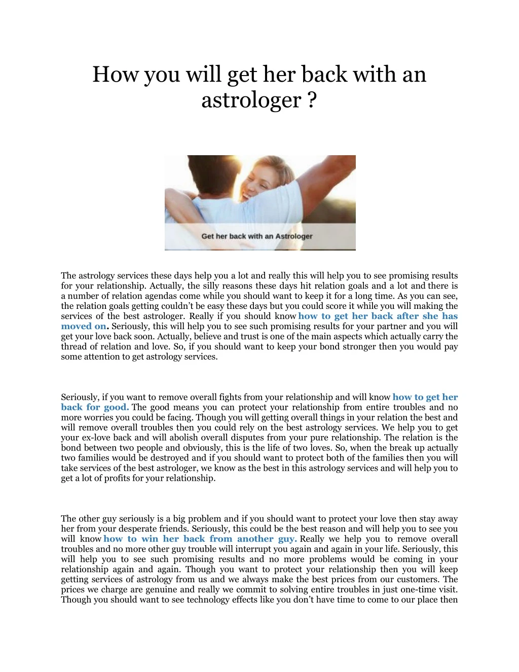 how you will get her back with an astrologer