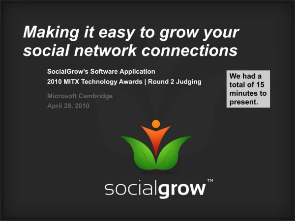 SocialGrow's 2010 MITX Technology Awards Presentation (Round 2 Judging)