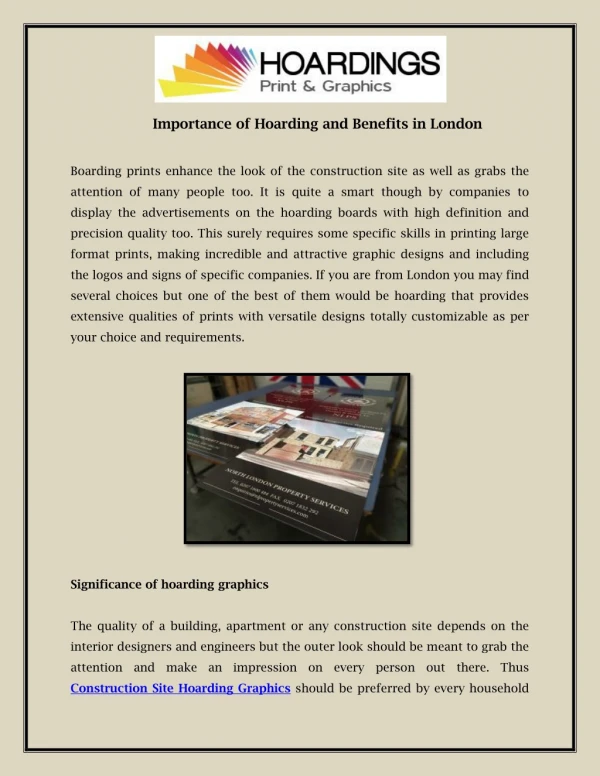 Importance of Hoarding and Benefits in London