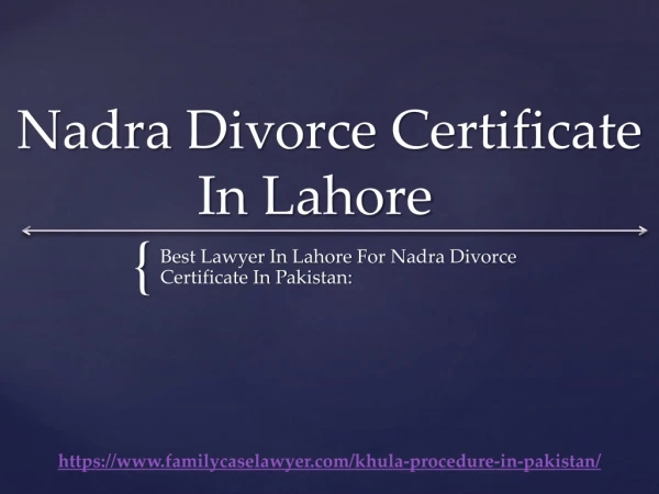 Nadra Divorce Certificate In Lahore | Advocate Nazia