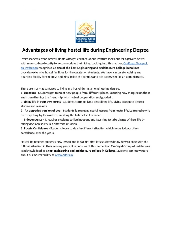 Advantages of living hostel life during Engineering Degree