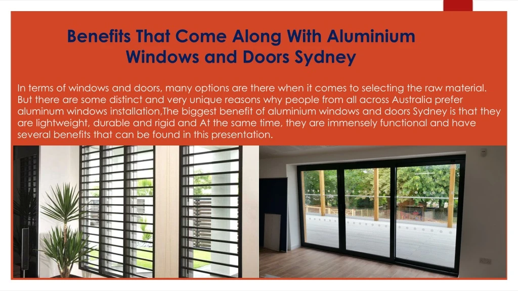 benefits that come along with aluminium windows and doors sydney