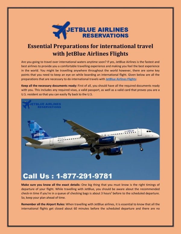 Essential Preparations for international travel with JetBlue Airlines Flights