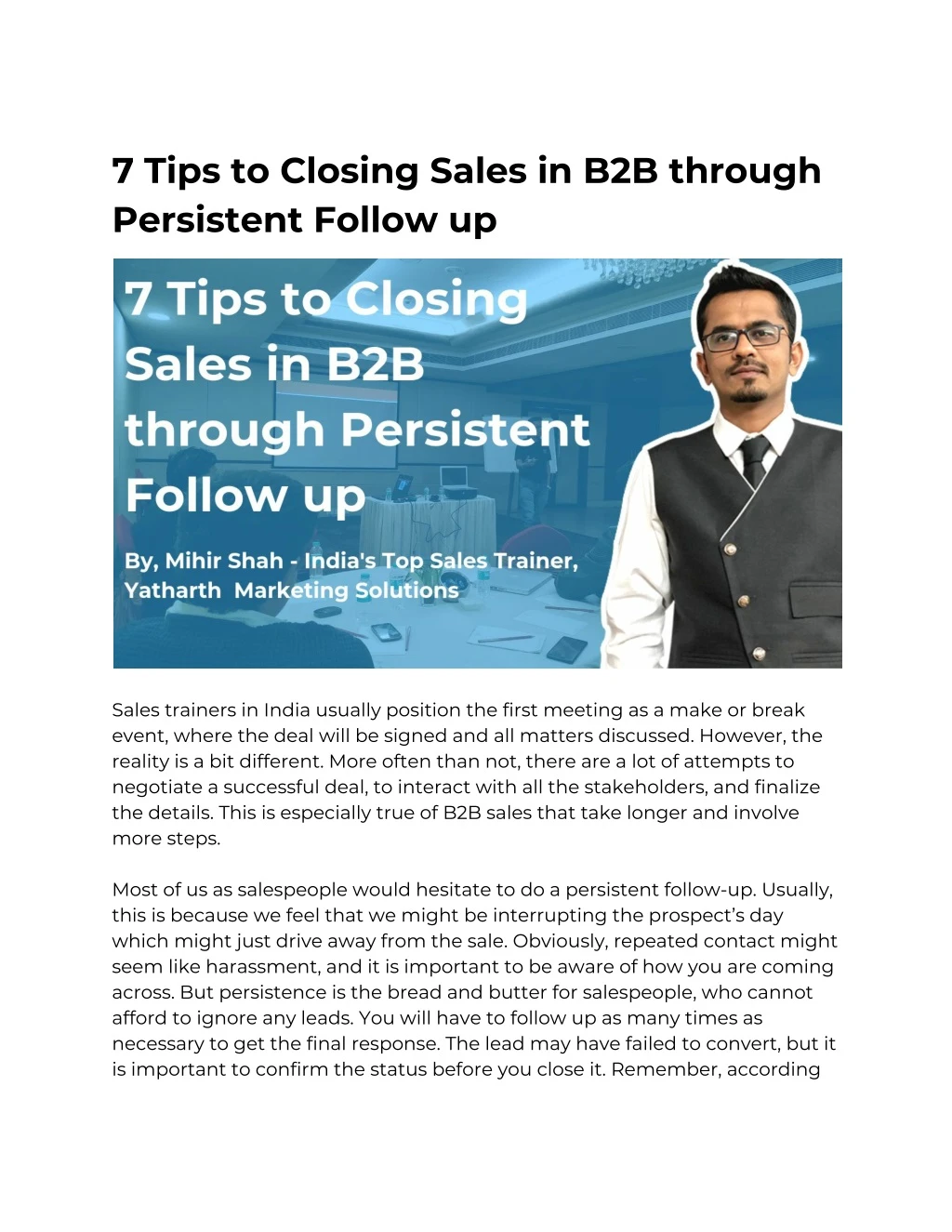 7 tips to closing sales in b2b through persistent