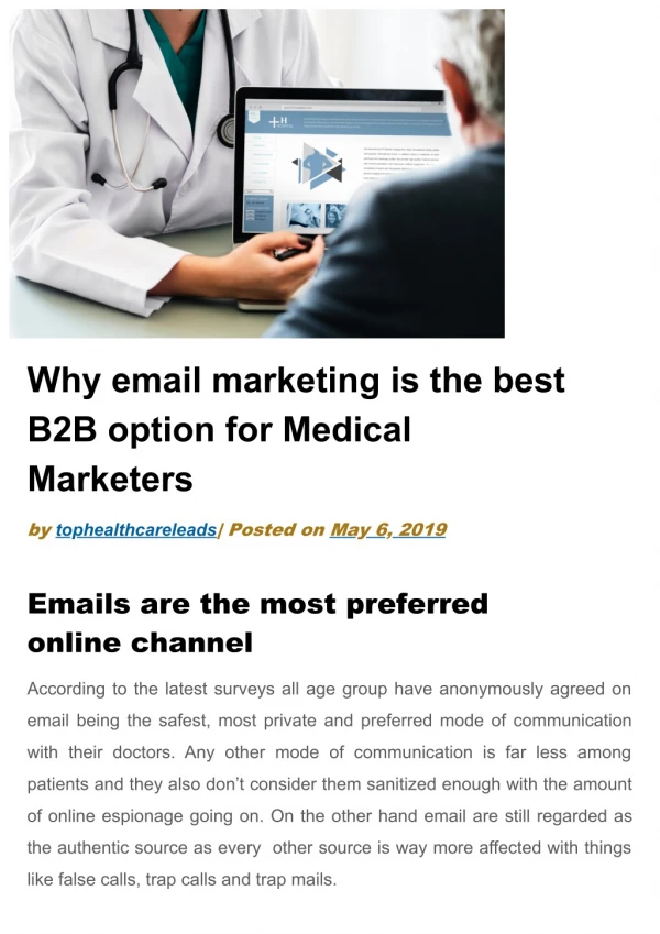 Why email marketing is the best B2B option for Medical Marketers