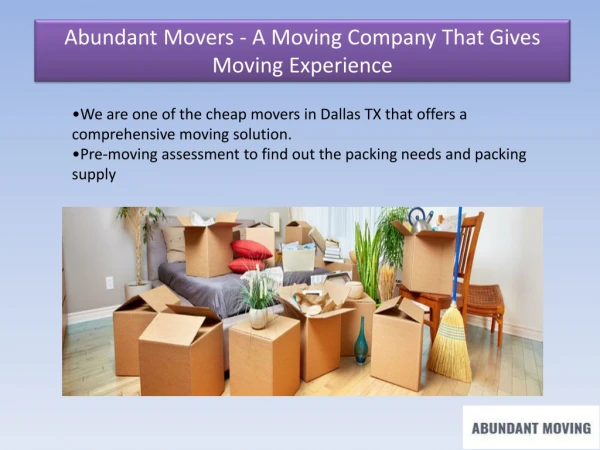 Abundant Movers - Best Moving Service Provider at Wholesale Price