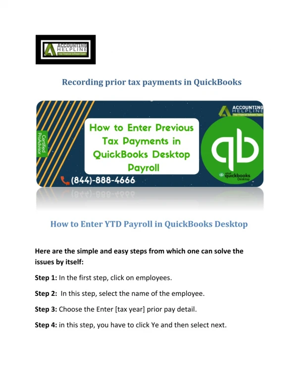 How to recording prior tax payments in QuickBooks?