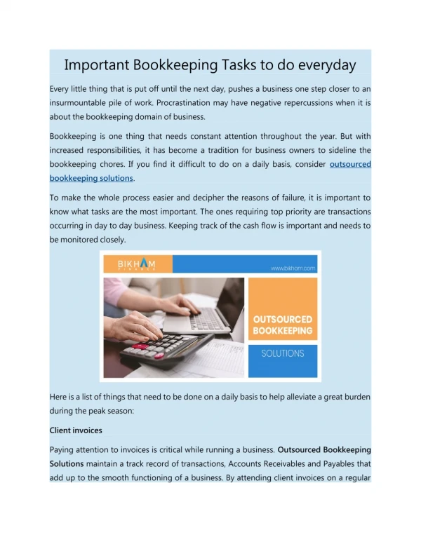 Outsourced Bookkeeping Solutions