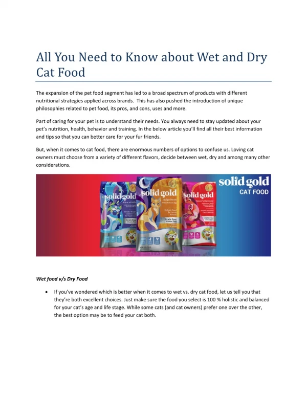 All You Need to Know about Wet and Dry Cat Food