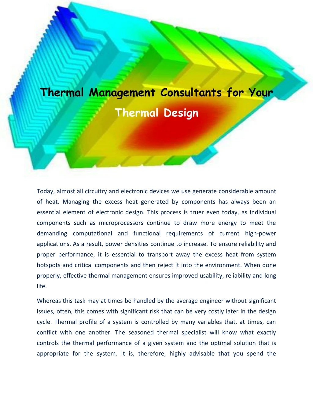 thermal management consultants for your thermal