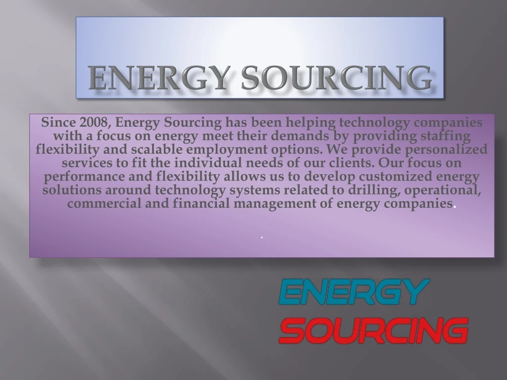 energy sourcing