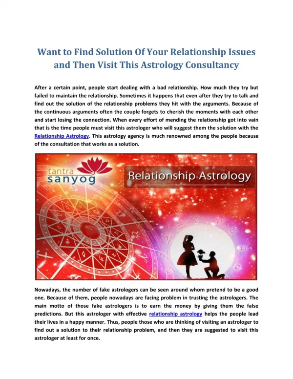 Relationship Astrology - Tantrasanyog