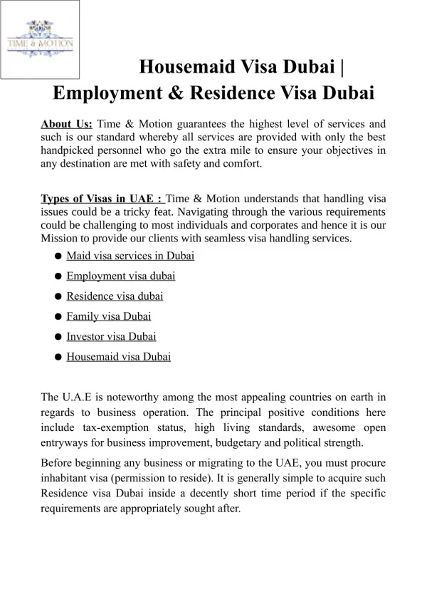 know more about Employment visa dubai