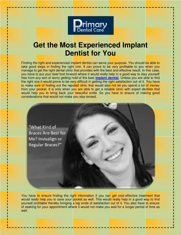 Get the Most Experienced Implant Dentist for You