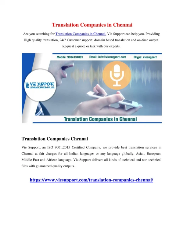 Translation Companies in Chennai