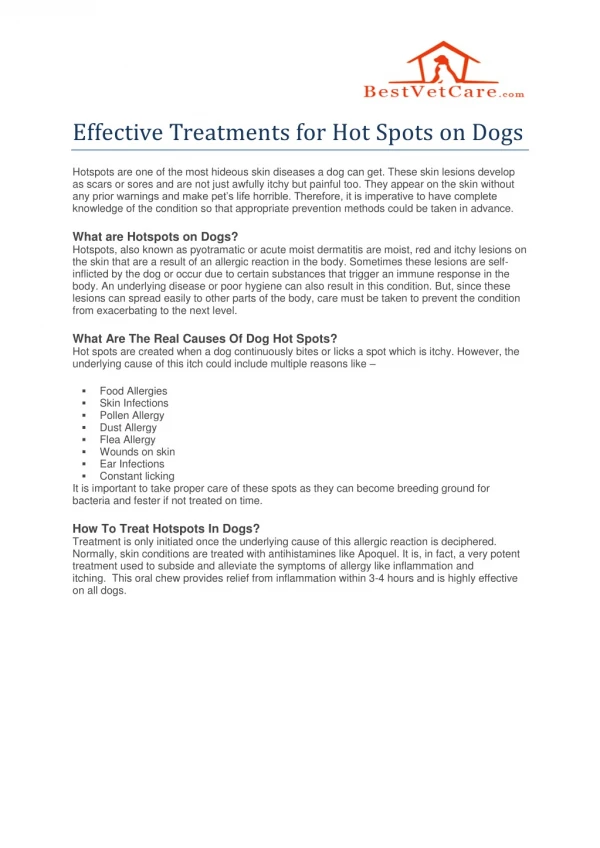 Effective Treatments for Hot Spots on Dogs- Apoquel
