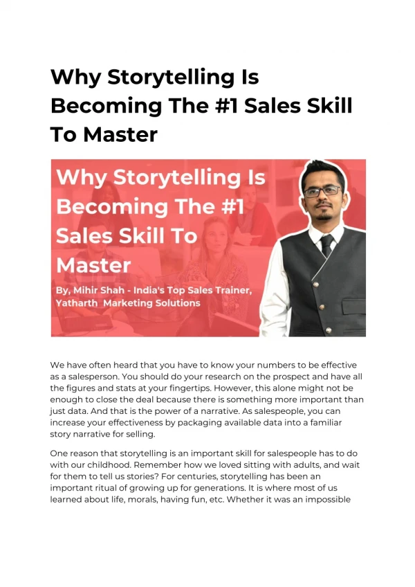 Why Storytelling Is Becoming The #1 Sales Skill To Master