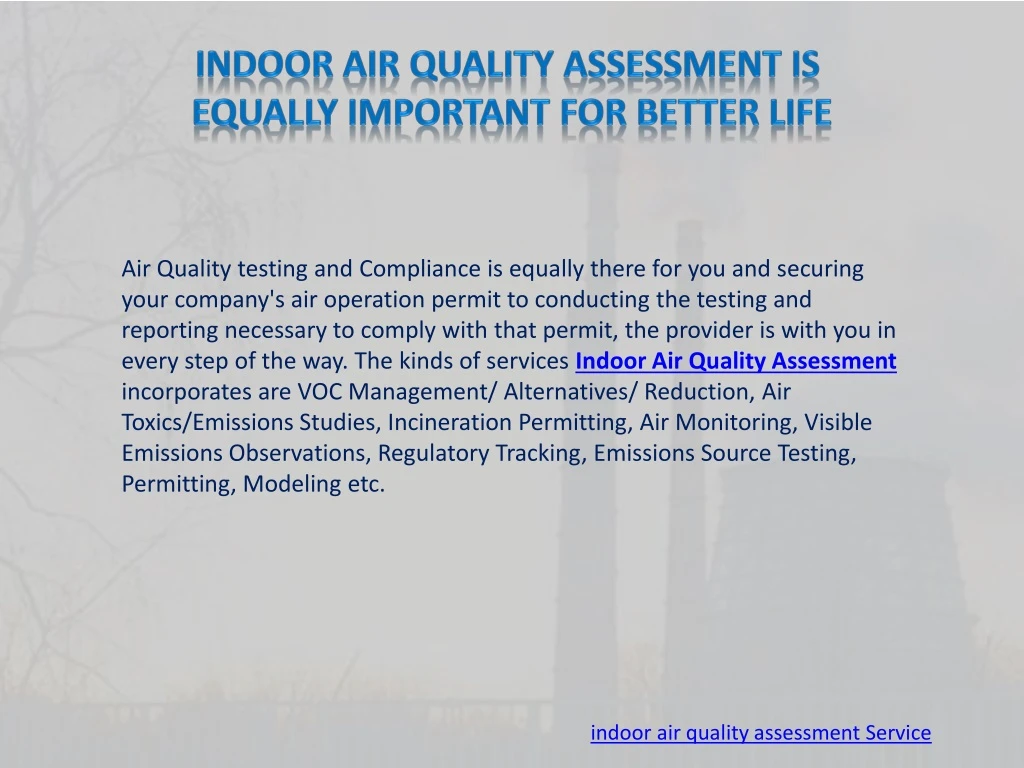indoor air quality assessment is equally