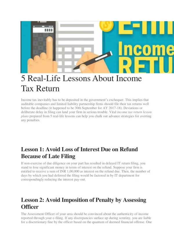5 Real-Life Lessons About Income Tax Return