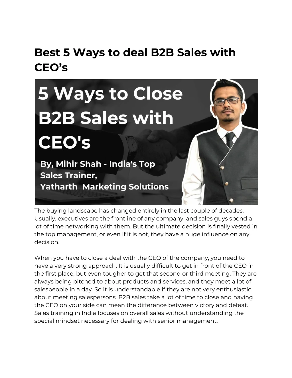 best 5 ways to deal b2b sales with ceo s