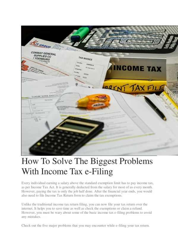How To Solve The Biggest Problems With Income Tax e-Filing