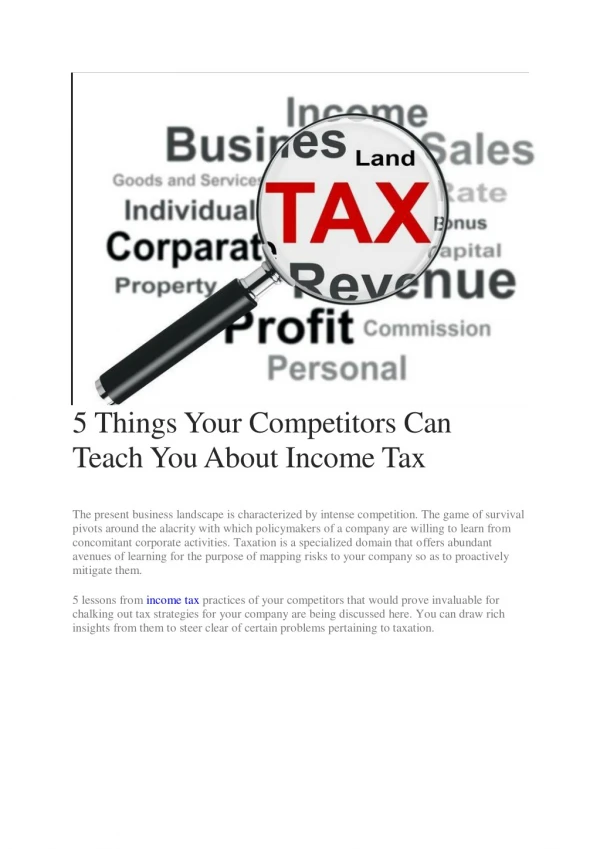 5 Things Your Competitors Can Teach You About Income Tax