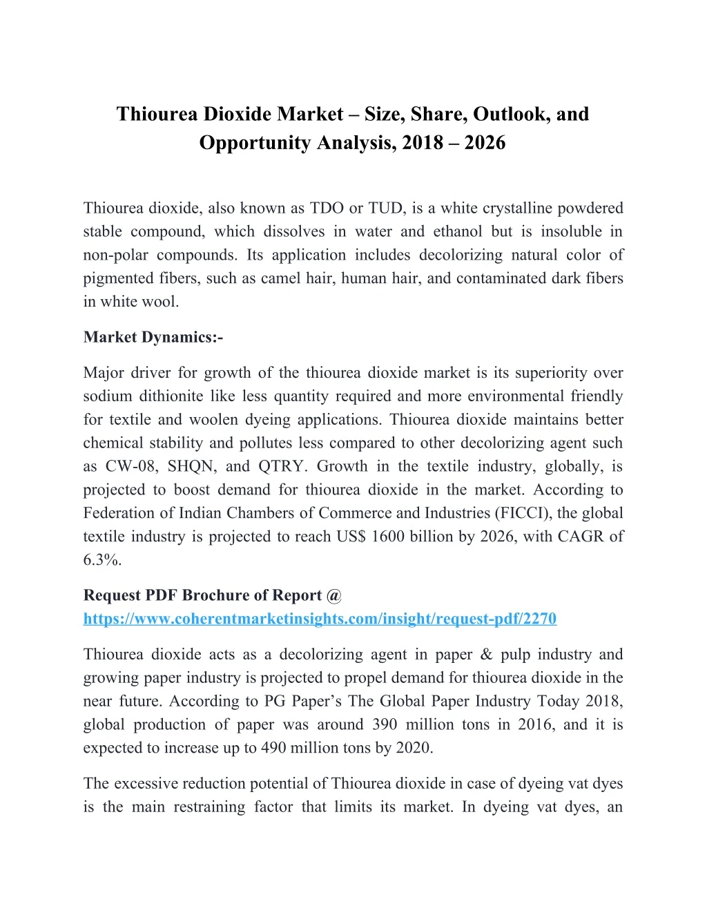 thiourea dioxide market size share outlook