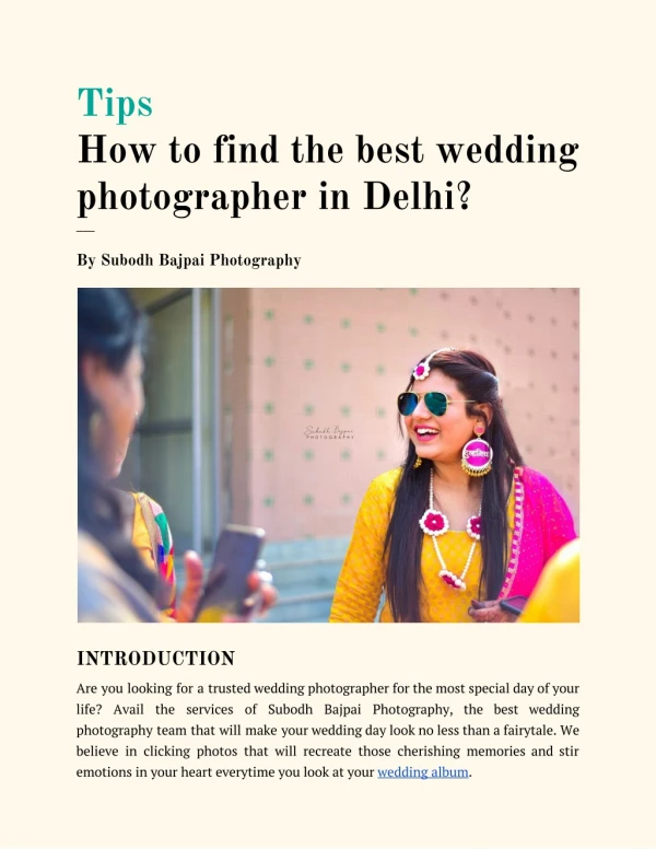 How to find the best wedding photographer in Delhi?