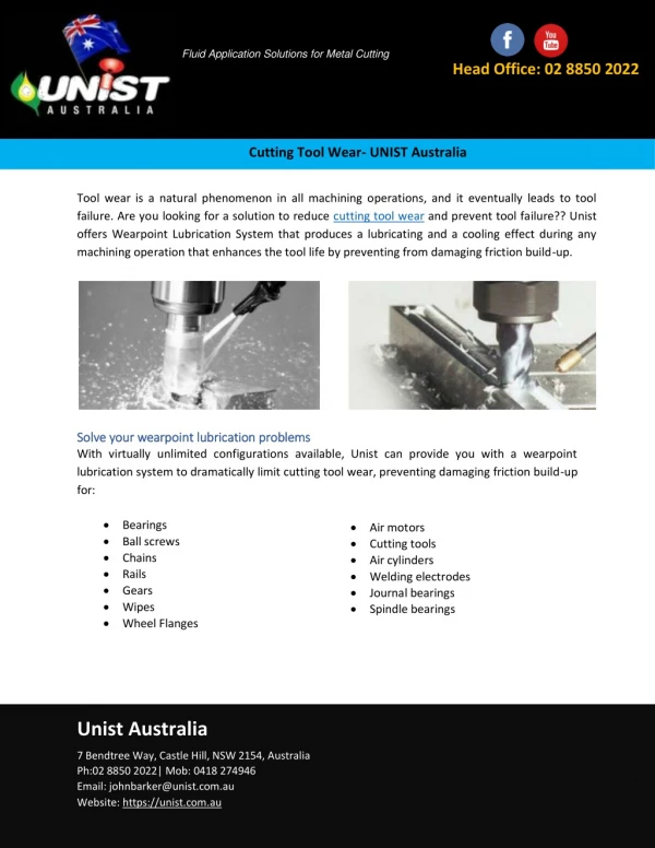 Cutting Tool Wear- UNIST Australia