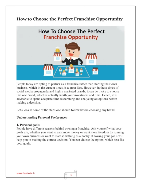 How to Choose the Perfect Franchise Opportunity