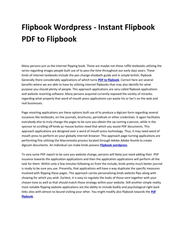 Flipbook Wordpress - Instant Flipbook PDF to Flipbook