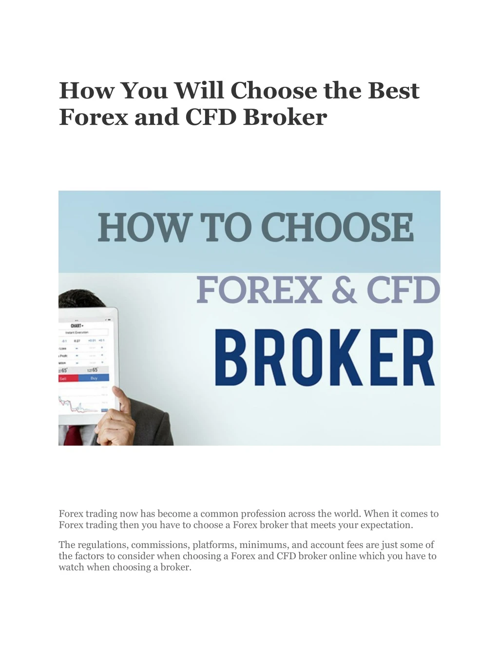 how you will choose the best forex and cfd broker