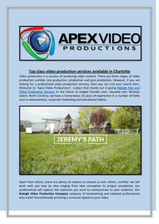 Top class video production services available in Charlotte - slide 1