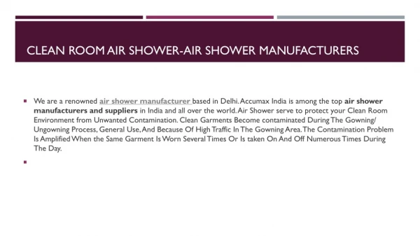 Clean room air shower-air shower manufacturers-Accumax India