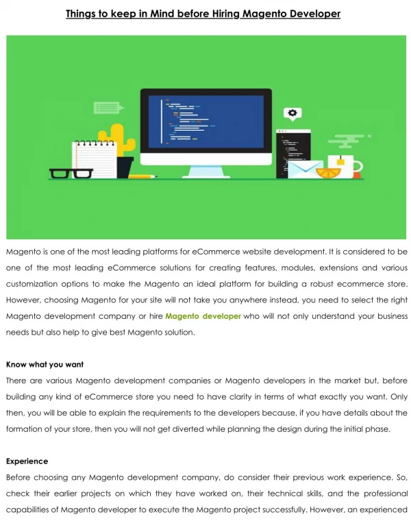 Things to keep in Mind before Hiring Magento Developer