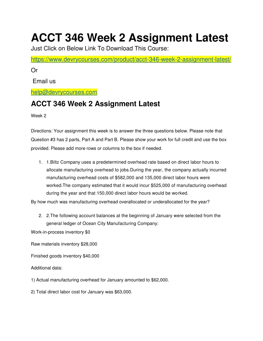 acct 346 week 2 assignment latest just click