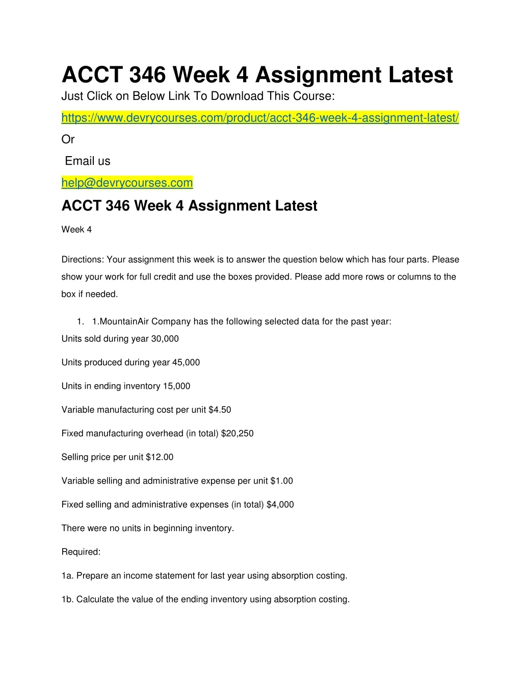 acct 346 week 4 assignment latest just click