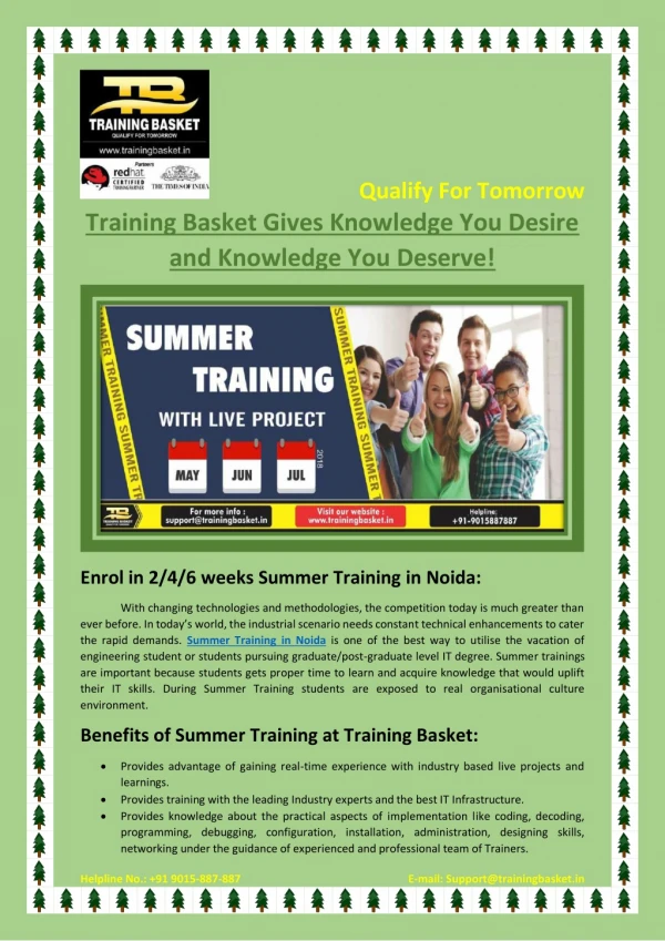 Spark Your Future with Summer Training in Noida | Training Basket | 6 Weeks Summer Training in Noida