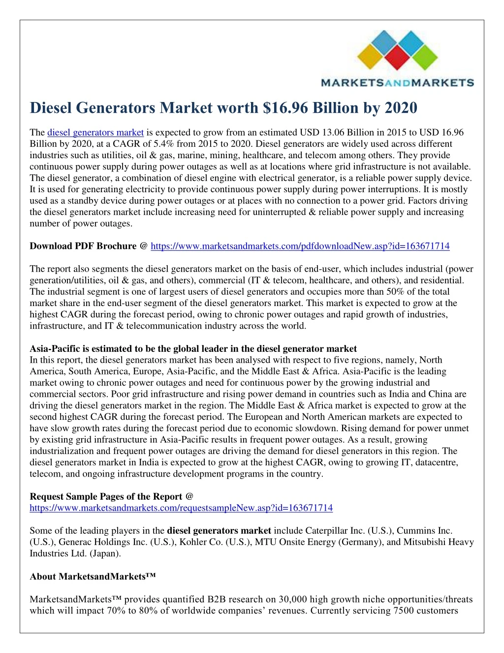 diesel generators market worth 16 96 billion