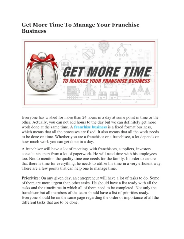 Get More Time To Manage Your Franchise Business