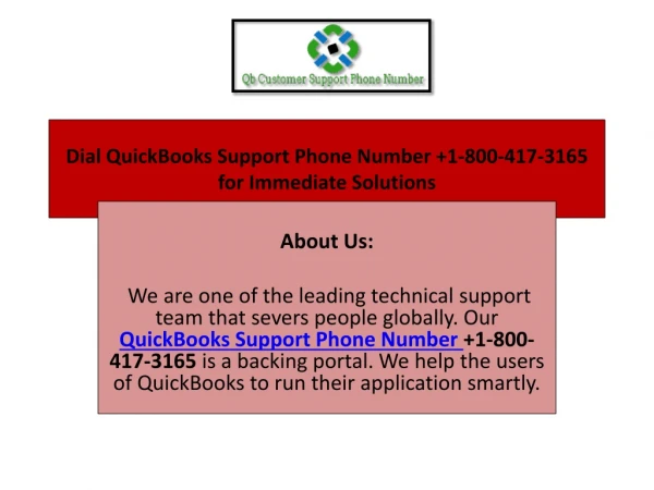 Dial QuickBooks Support Phone Number 1-800-417-3165 for Immediate Solutions